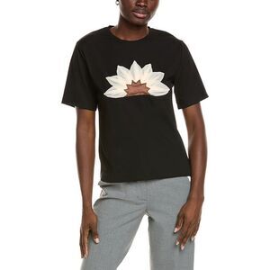 Gracia Womens  Flower Embossed T-Shirt, Black